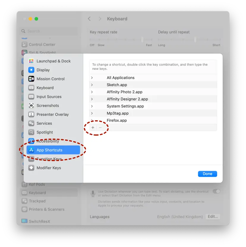 macOS Keyboard Shortcut Manager