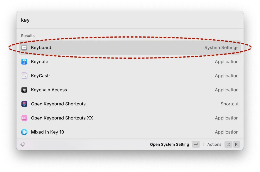 Raycast search in action