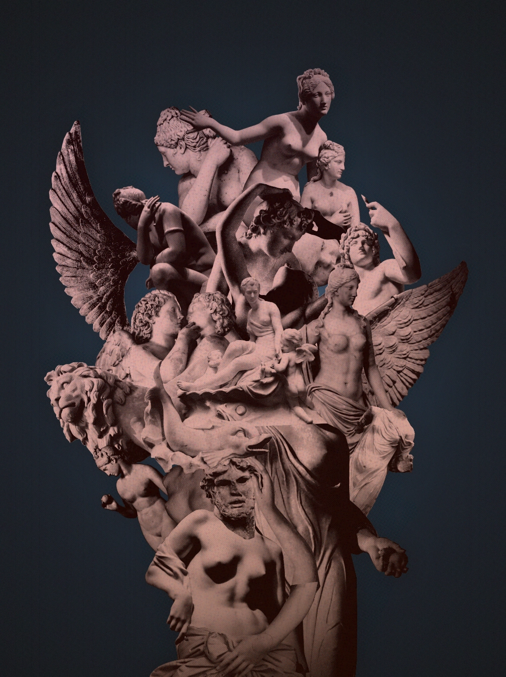 A collage image of Cupid & Psyche
