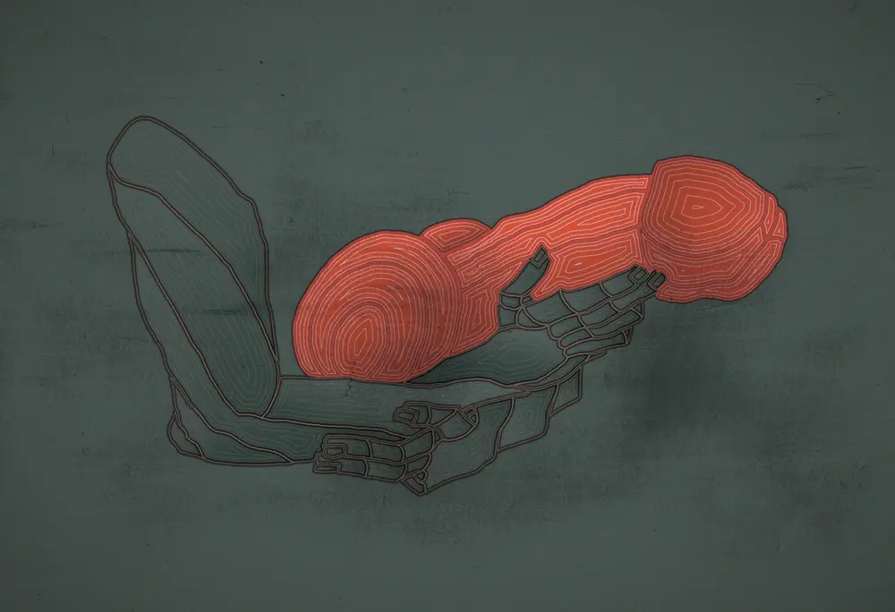 The hands of BVM holding the father